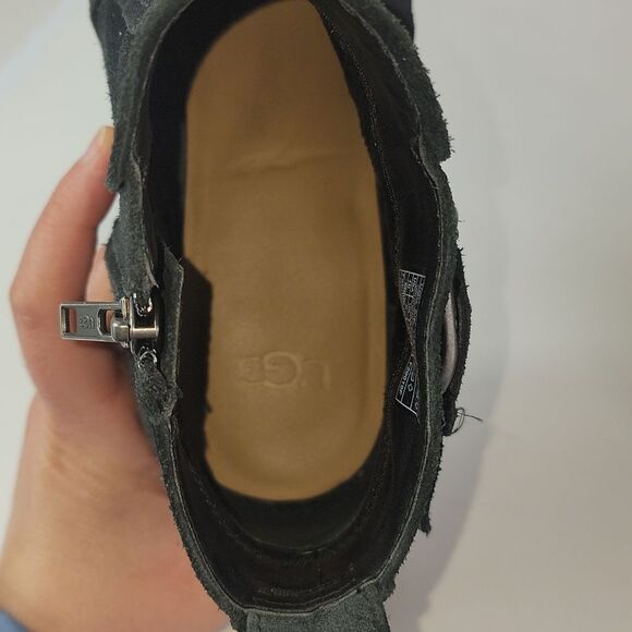 UGG Leahy Black Suede Leather Ankle Boot - Picture 10 of 15